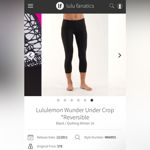 Lululemon Wunder Under Crop *Reversible* Leggings Women’s Size 6 - Picture 4 of 8